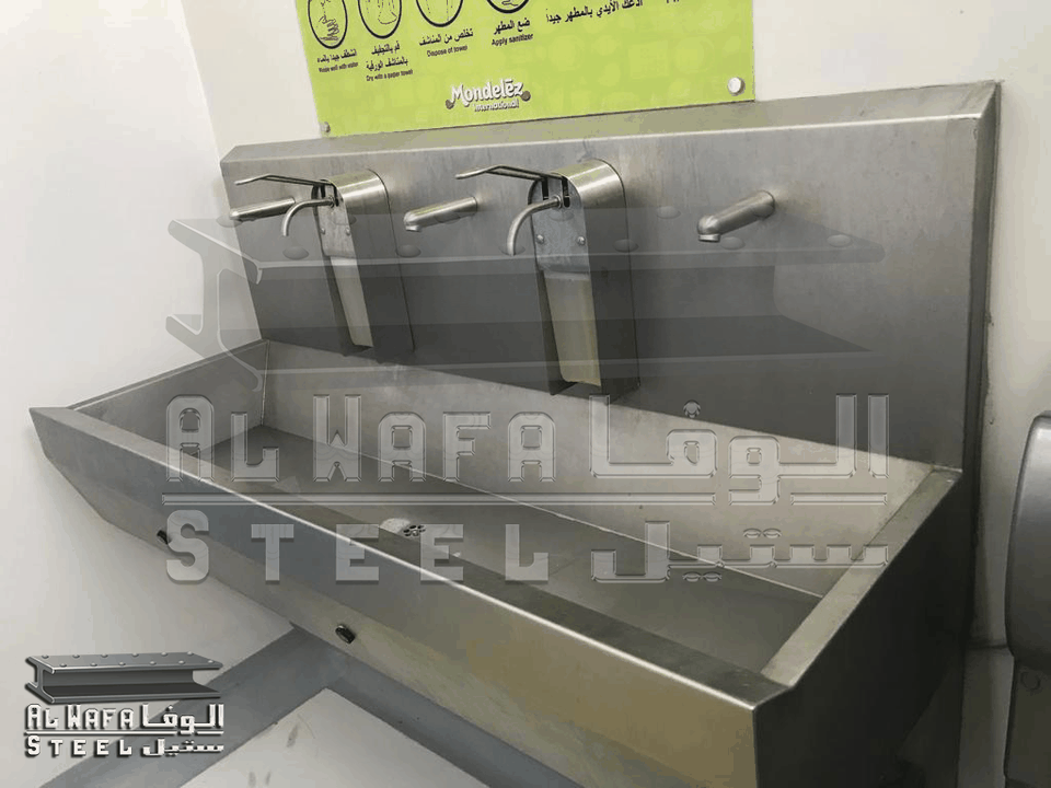 أحواض غسيل وتعقيم صناعية متعددة الصنابير من الاستانلس